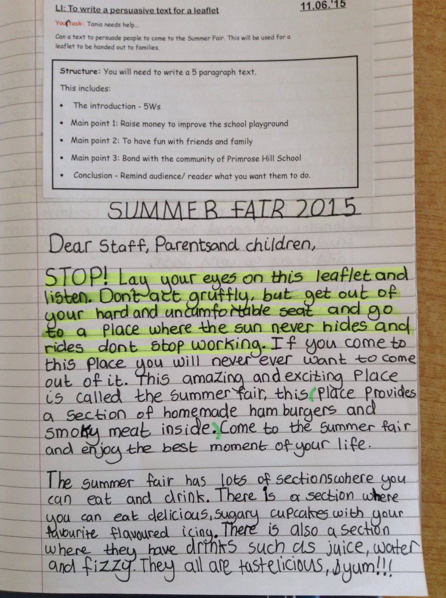 Persuasive Writing Primrose Hill Primary School
